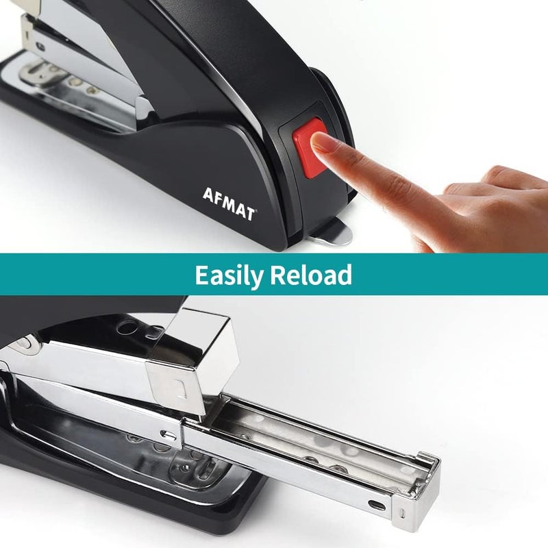 AFMAT Stapler for Desk, 50 Sheet Effortless Desktop Stapler Staple with One Finger, Portable Ergonomic Handheld Staplers Heavy Duty, Built-in Remover, Space Save Size, Good for Home & Office ES10 - Image 4